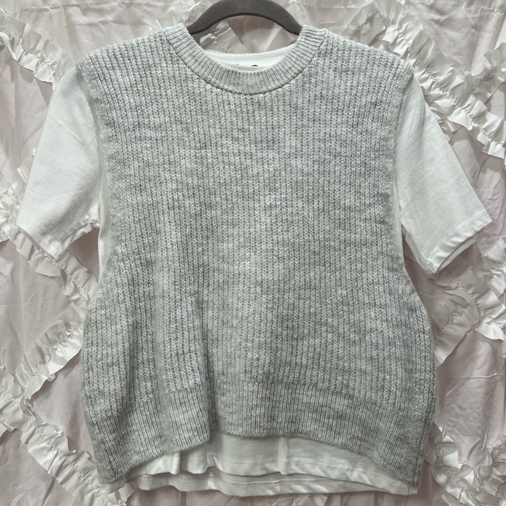 Zara Soft Gray Knit Sweater Vest